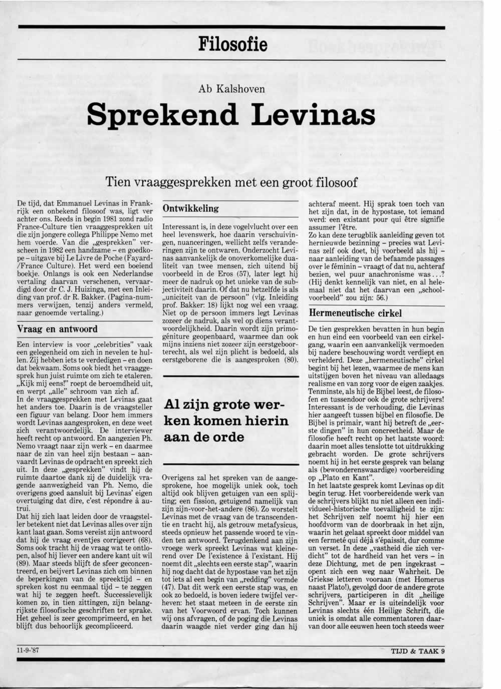 Sprekend Levinas